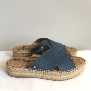 Sam Edelman natty denim platform slide sandal